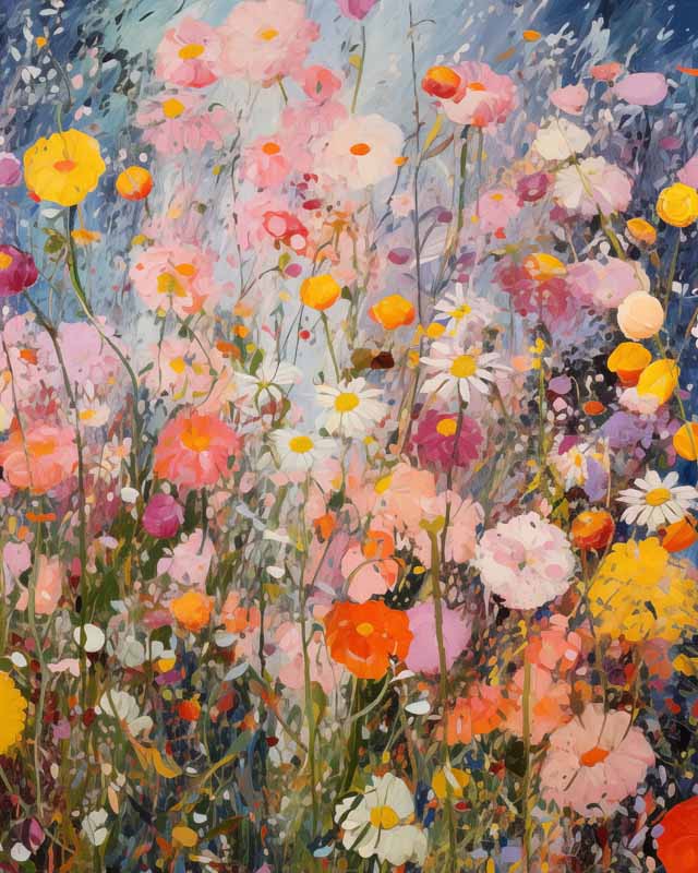Impressionistic Wildflower Garden Painting - Floral Art Aesthetic Poster Prints: Elevate Your Space with Trendy Designs