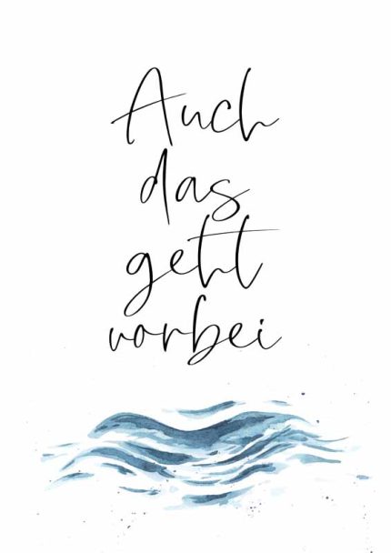 "Auch Das Geht Vorbei" Poster: This Too Shall Pass Mindfulness Wall Art Poster