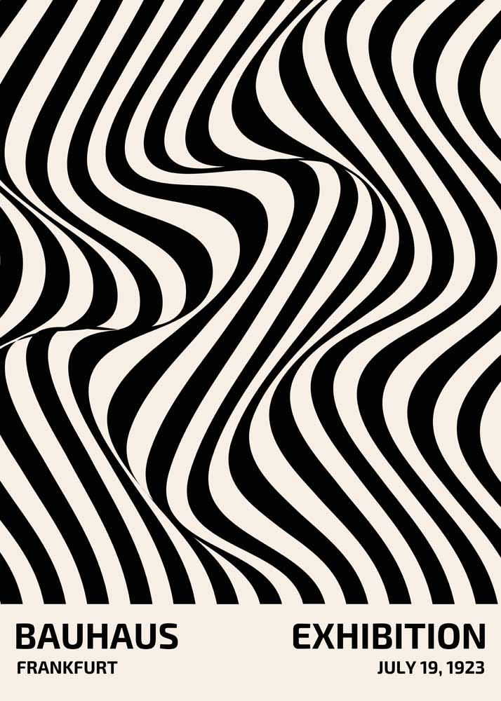 Vintage Bauhaus Frankfurt Exhibition Poster - Black & White Op Art Bauhaus Printed Poster
