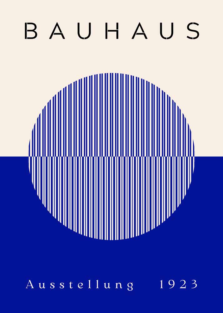 Bauhaus Ausstellung 1923 Poster - Blue & White Striped Circle Art Print Bauhaus Printed Poster