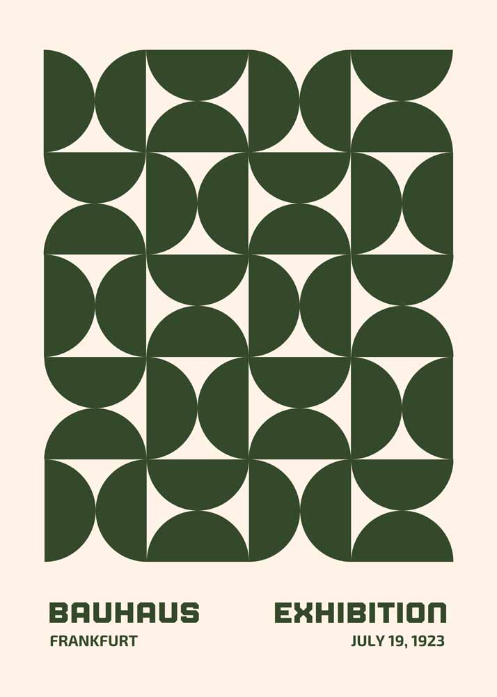 Bauhaus Frankfurt Exhibition Poster - Green Geometric Pattern, July 19, 1923 Bauhaus Printed Poster
