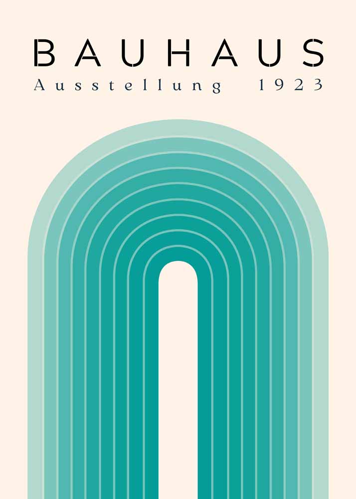 Bauhaus Ausstellung 1923 Poster - Cool Tone Geometric Arch Art Print Bauhaus Printed Poster