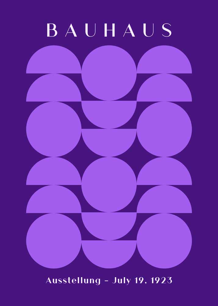 Purple Bauhaus Exhibition Poster - Geometric Symmetry, July 19, 1923 Bauhaus Printed Poster