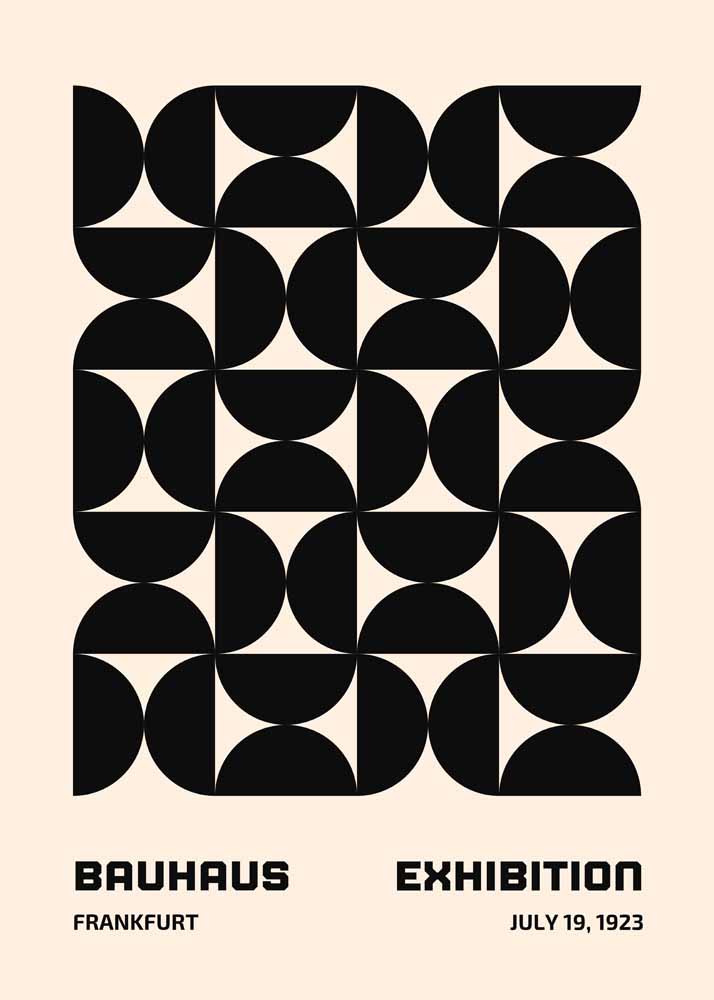 Bauhaus Frankfurt Exhibition Poster - Black Geometric Pattern, July 19, 1923 Bauhaus Printed Poster