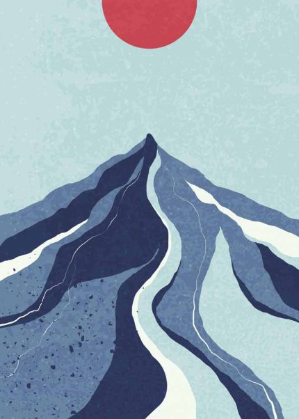 Minimalist Mountain Sunrise Art Print - Mokaky Style Boho Abstract Print Wall Art Poster