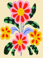 Stylized Flower Bouquet - Modern Floral Art Botanical Flower Print Wall Art Poster
