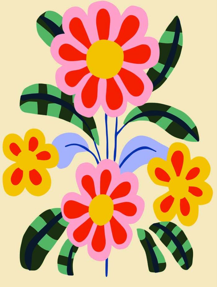 Stylized Flower Bouquet - Modern Floral Art Botanical Flower Print Wall Art Poster - Image 1