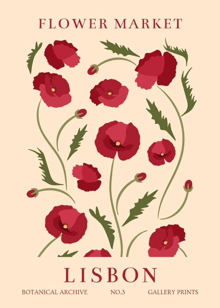 Floral Market Lisbon Botanical Flower Print Wall Art Poster - Image 1