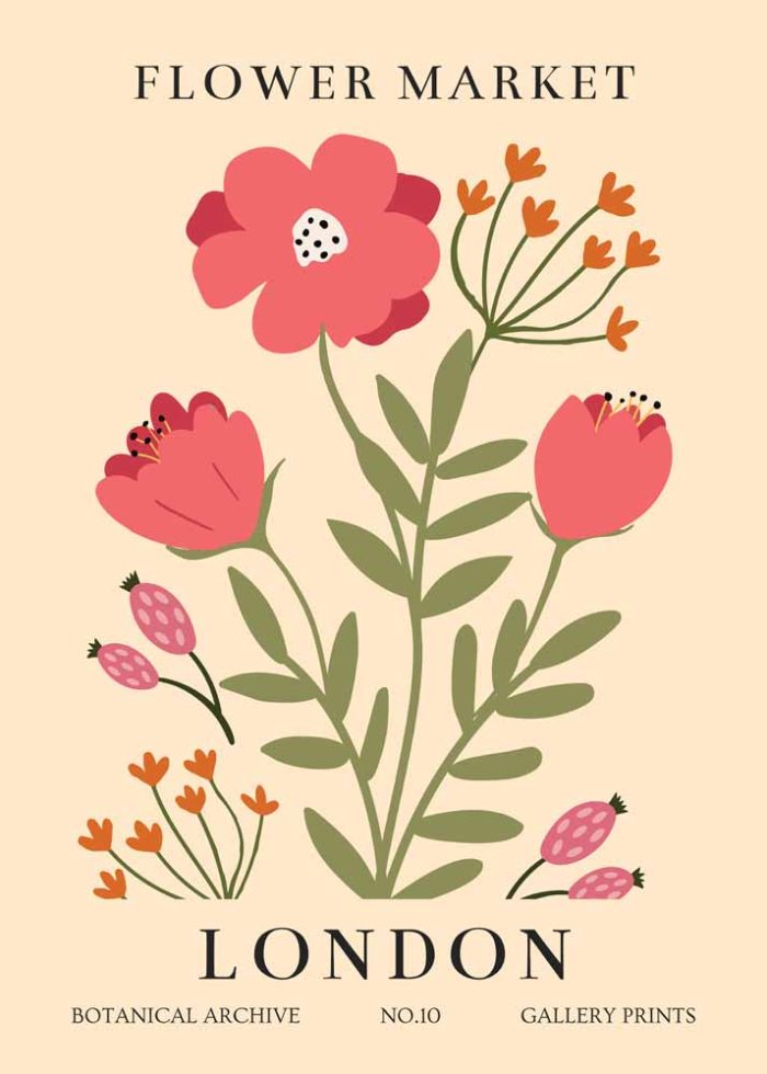 Floral Market Lisbon Botanical Flower Print Wall Art Poster - Image 1