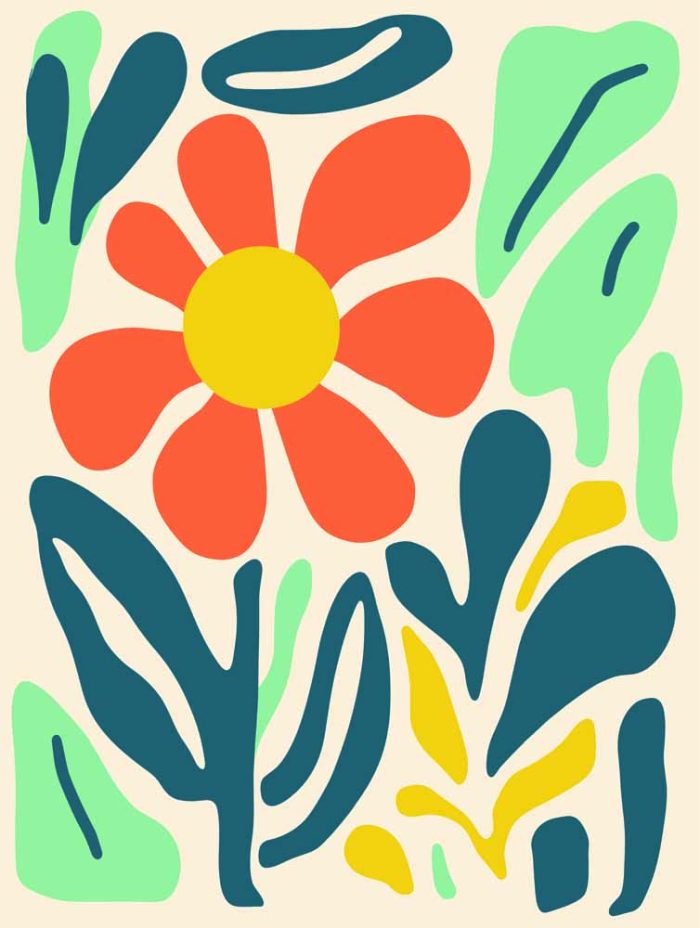 Stylized Flower Bouquet - Modern Floral Art Botanical Flower Print Wall Art Poster - Image 1