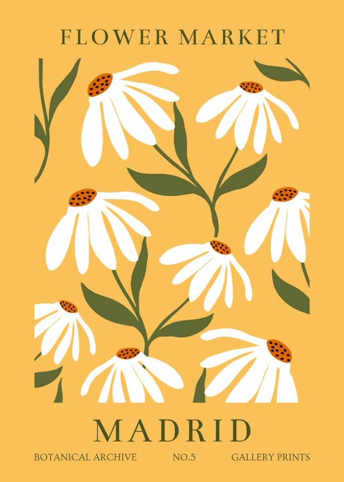 Floral Market Madrid Botanical Flower Print Wall Art Poster - Image 1