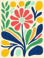 Stylized Flower Bouquet - Modern Floral Art Botanical Flower Print Wall Art Poster