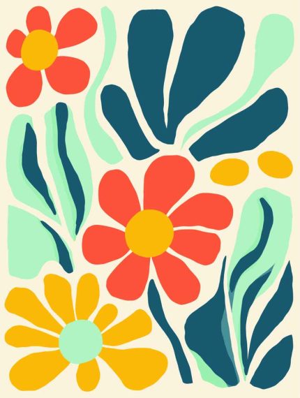 Stylized Flower Bouquet - Modern Floral Art Botanical Flower Print Wall Art Poster