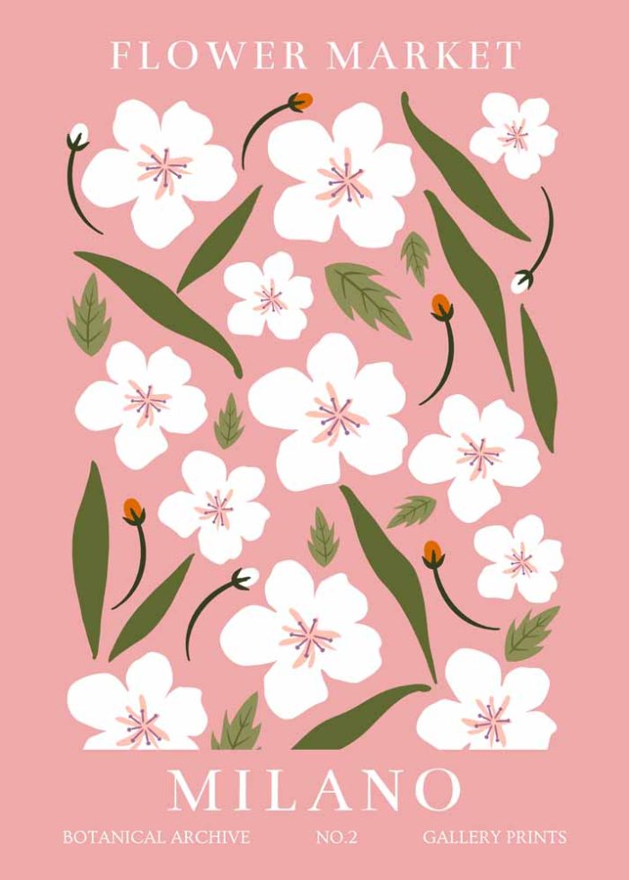 Floral Market Milano Botanical Flower Print Wall Art Poster - Image 1