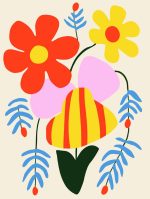 Stylized Flower Bouquet - Modern Floral Art Botanical Flower Print Wall Art Poster