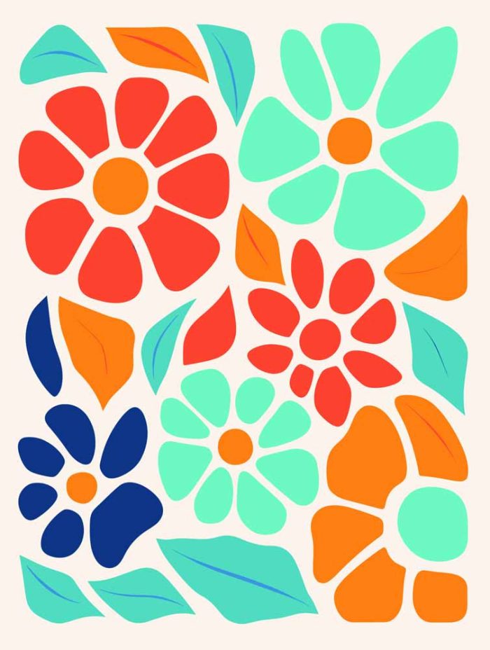 Stylized Flower Bouquet - Modern Floral Art Botanical Flower Print Wall Art Poster - Image 1