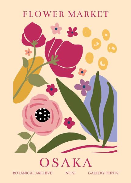 Floral Market Osaka Botanical Flower Print Wall Art Poster