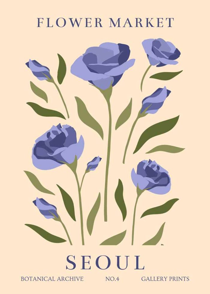 Floral Market Seoul Botanical Flower Print Wall Art Poster - Image 1