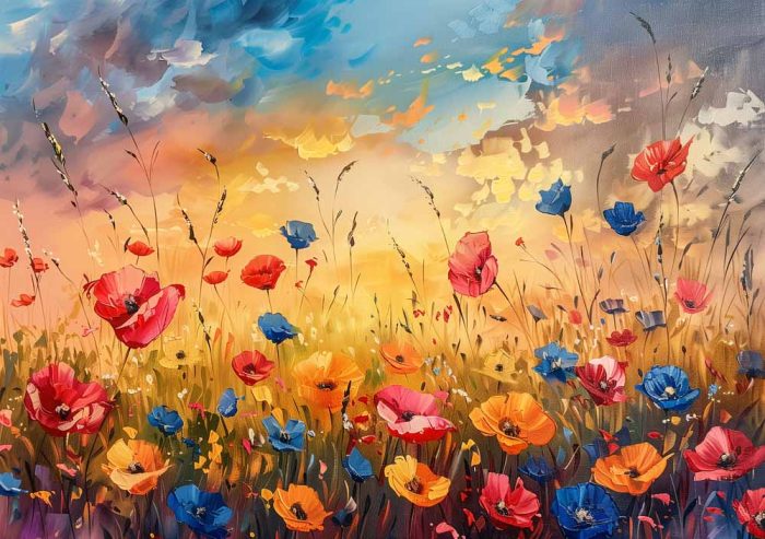 Wildflower Meadow Painting - Colorful Floral Field Art Print - Image 1