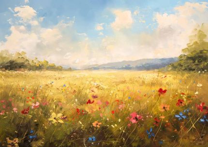 Wildflower Meadow Painting - Colorful Floral Field Art Print