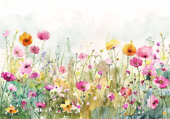 Wildflower Meadow Painting - Colorful Floral Field Art Print - Image 1