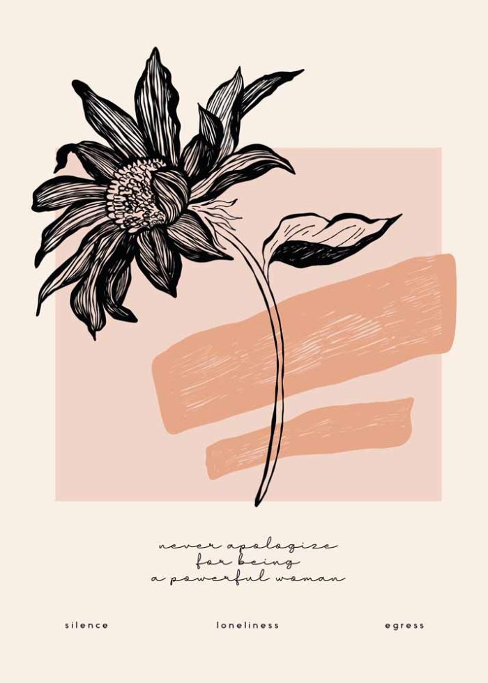 Powerful Woman Floral Art Print - Motivational Botanical Poster Floral Botanical Flower Print Wall Art Poster - Image 1