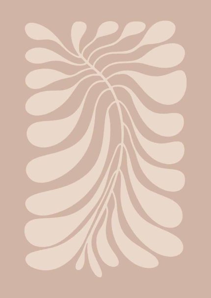 Stylized Floral Pattern - Beige & Black Theme - Minimalist Art Botanical Flower Print Wall Art Poster