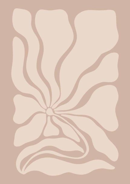 Stylized Floral Pattern - Beige & Black Theme - Minimalist Art Botanical Flower Print Wall Art Poster