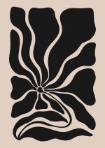 Stylized Floral Pattern - Beige & Black Theme - Minimalist Art Botanical Flower Print Wall Art Poster