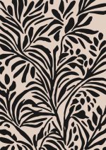 Stylized Floral Pattern - Beige & Black Theme - Minimalist Art Botanical Flower Print Wall Art Poster