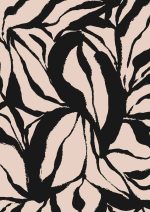 Stylized Floral Pattern - Beige & Black Theme - Minimalist Art Botanical Flower Print Wall Art Poster