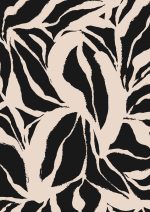 Stylized Floral Pattern - Beige & Black Theme - Minimalist Art Botanical Flower Print Wall Art Poster