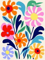 Stylized Flower Bouquet - Modern Floral Art Botanical Flower Print Wall Art Poster