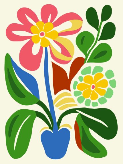 Stylized Flower Bouquet - Modern Floral Art Botanical Flower Print Wall Art Poster