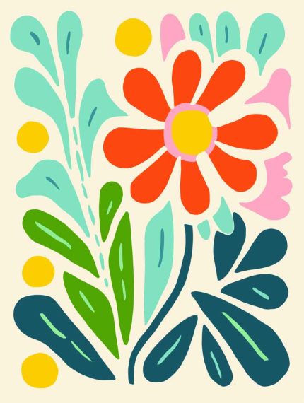 Stylized Flower Bouquet - Modern Floral Art Botanical Flower Print Wall Art Poster