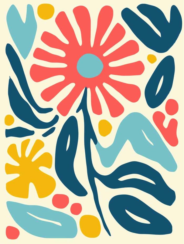 Stylized Flower Bouquet - Modern Floral Art Botanical Flower Print Wall Art Poster - Image 1