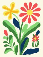 Stylized Flower Bouquet - Modern Floral Art Botanical Flower Print Wall Art Poster