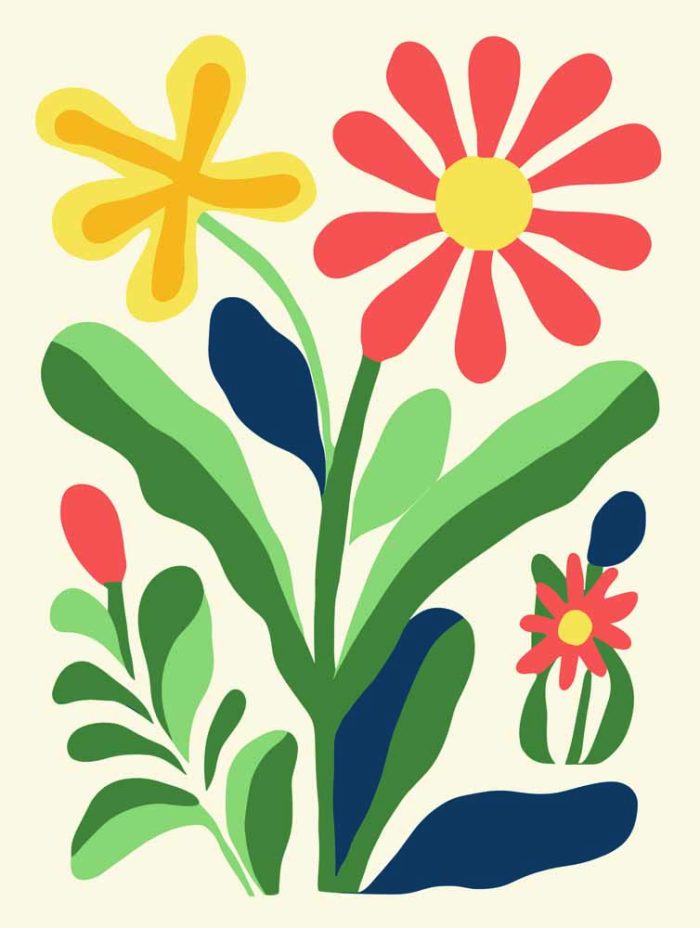 Stylized Flower Bouquet - Modern Floral Art Botanical Flower Print Wall Art Poster - Image 1