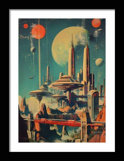 Framed Poster Futurism building Poster painting AI Poster Wall Art Framed Poster