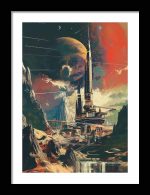 Framed Poster Futurism building Poster painting AI Poster Wall Art Framed Poster