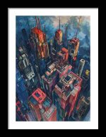 Framed Poster Futurism building Water color AI Poster Wall Art Framed Poster