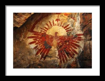 Framed Poster Native American Cave Art AI Poster Wall Art Framed Poster