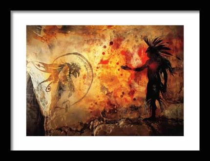 Framed Poster Native American Cave Art AI Poster Wall Art Framed Poster