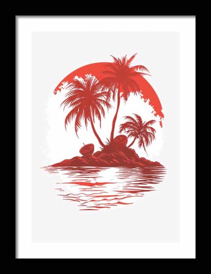 Framed Poster Simple Drawing Indian Red AI Poster Wall Art Framed Poster