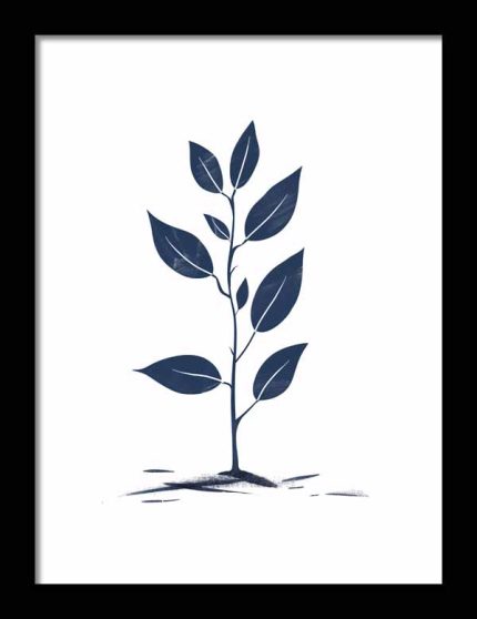Framed Poster Simple Drawing navy blue AI Poster Wall Art Framed Poster