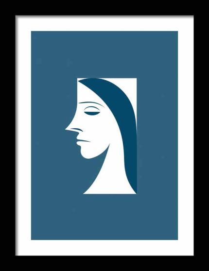 Framed Poster Simple Drawing navy blue AI Poster Wall Art Framed Poster