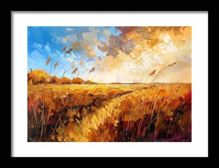Framed Poster Wildgrass Field AI Poster Wall Art Framed Poster
