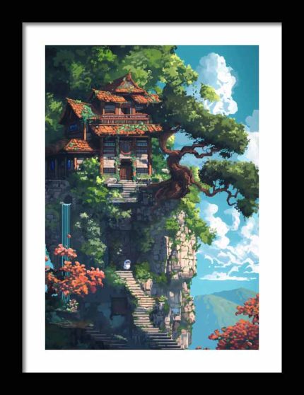 Framed Poster pixel Art AI Poster Wall Art Framed Poster