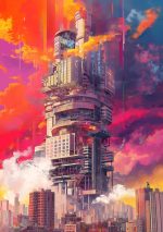 Futurism building Poster painting AI Print Wall Art Poster