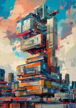 Futurism building Poster painting AI Print Wall Art Poster